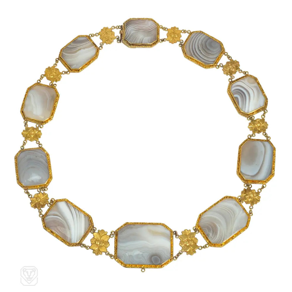 Choker chain necklace for women-Georgian gold and agate necklace