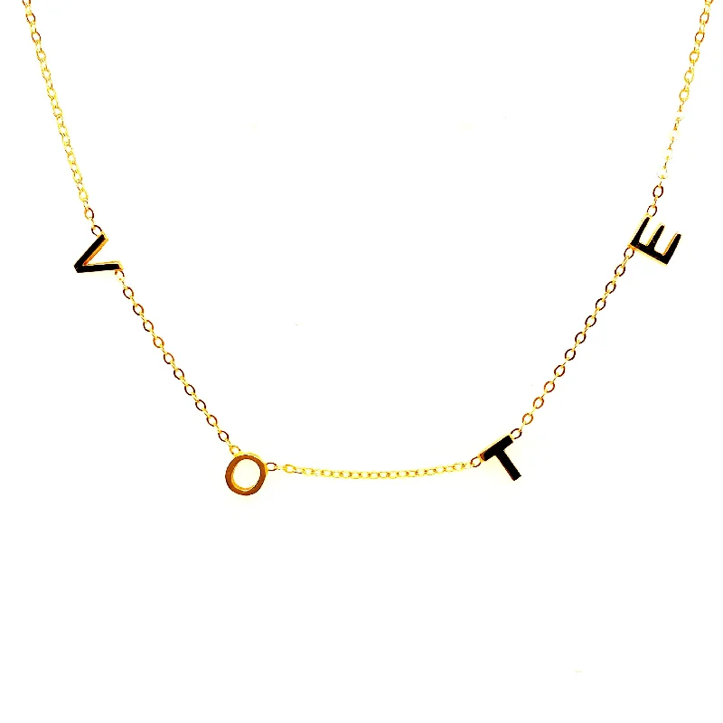 Emerald necklace for women-Yellow Gold Plated Vote Station Necklace