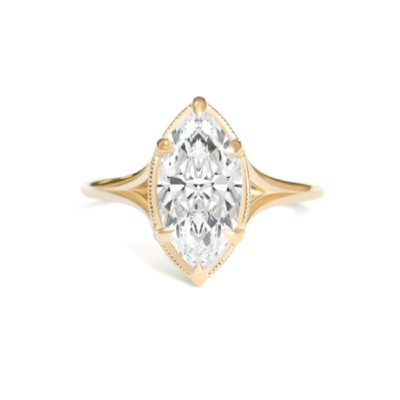 Engagement rings with vintage diamonds for women-Split Shank Marquise Diamond Solitaire