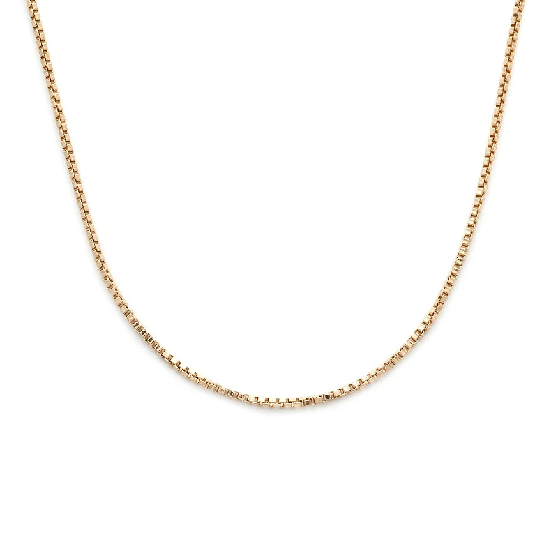 Pearl necklace for women-Box Chain Necklace | 14k Gold