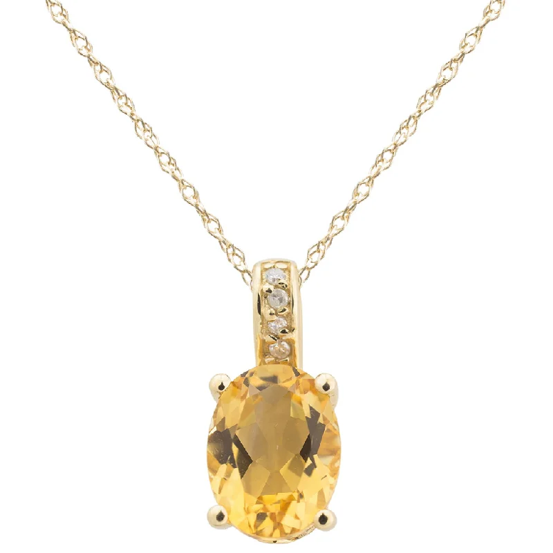 Personalized pendant necklace for women-14K Yellow Gold 1.21ctw Oval Citrine & Diamond Drop Necklace