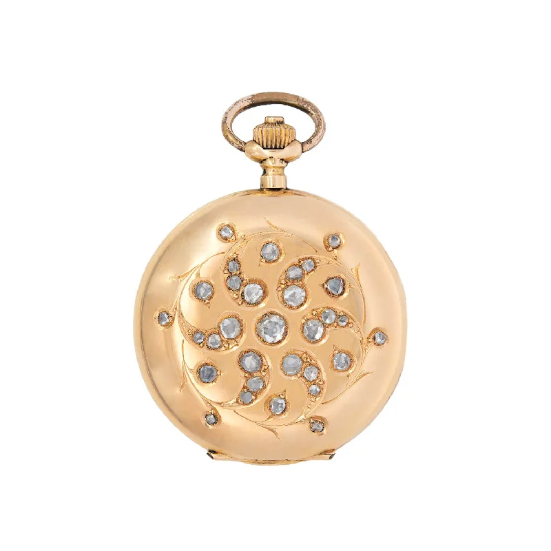 Lightweight sport wristwatches-Movado Art Nouveau 1910 International Expo 18k Rose Cut Diamond Pocket Watch 1ctw