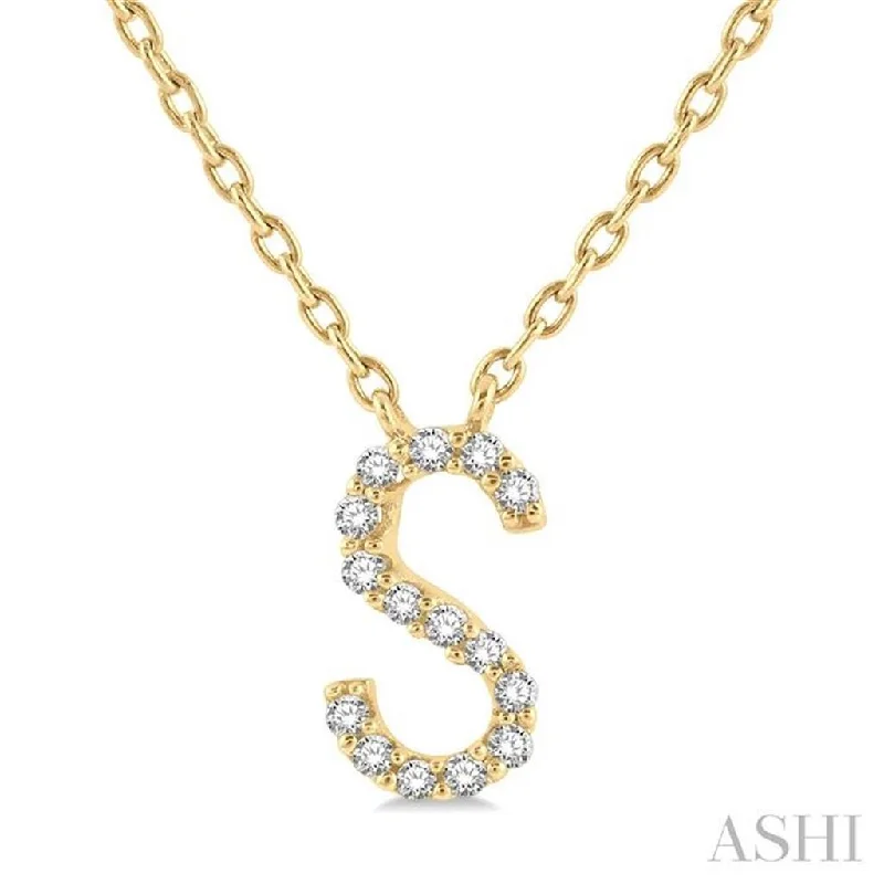 Birthday necklace for women-10K Yellow Gold 0.05ctw Diamond Letter "S" Necklace