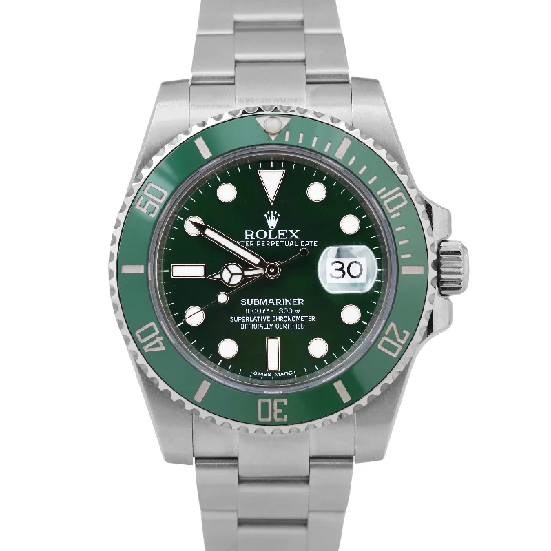 Casual wristwatches for women-MINT 2018 Rolex Submariner HULK Green Ceramic Stainless Steel 40mm 116610 LV