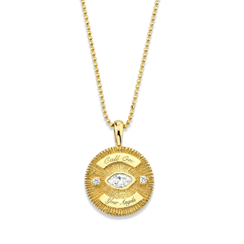 Stylish pendant necklace for women-Call On Your Angels Diamond Angel Eye Coin Necklace | Ready to Ship