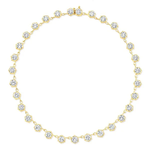 Pearl necklace for women-Round Diamond 6-Prong Necklace in 18kt Yellow Gold