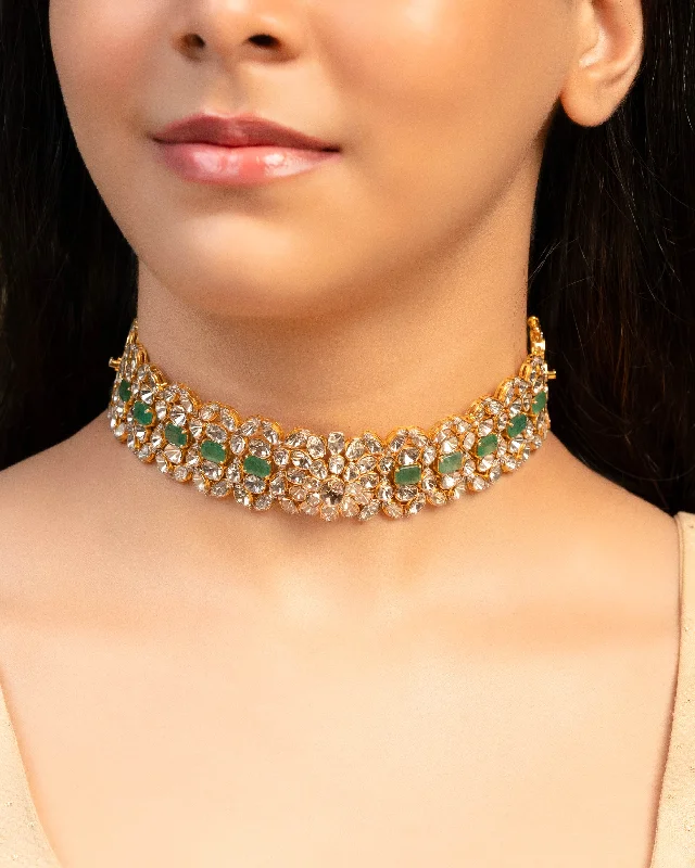 Engagement rings with emeralds for women-Tanuja Polki And Diamond Choker