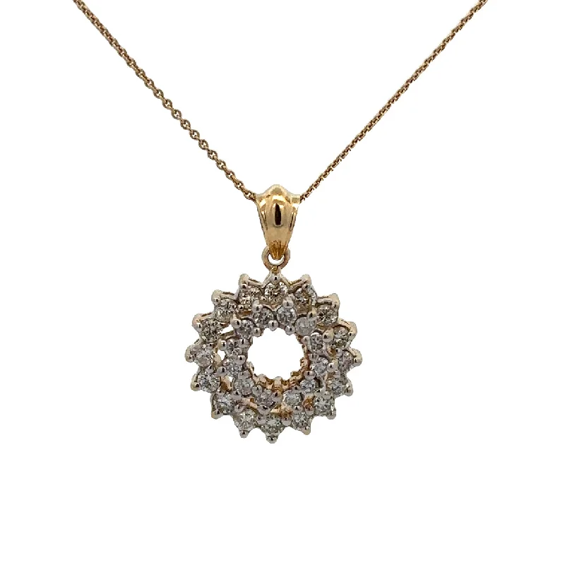 Adjustable gemstone necklace for women-Openwork Diamond Swirl Pendant in Yellow Gold