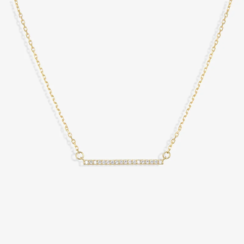 Multi-layer necklace for women-Alicia Pavé Crystal Bar Pendant Necklace