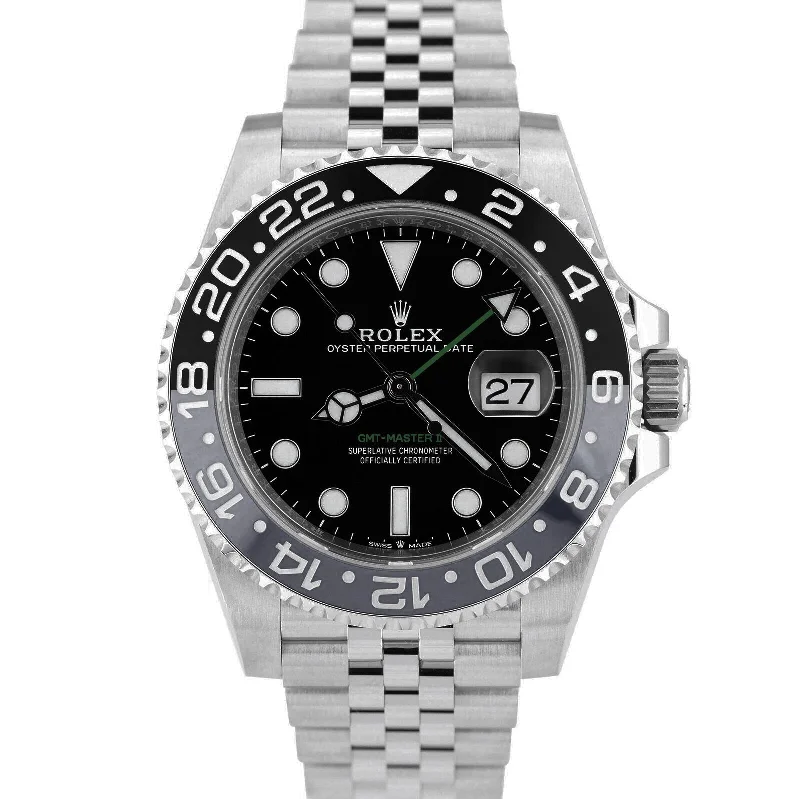 Stainless steel wristwatches-BRAND NEW 2024 Rolex GMT-Master II BRUCE WAYNE Jubilee Ceramic 126710 GRNR BOX