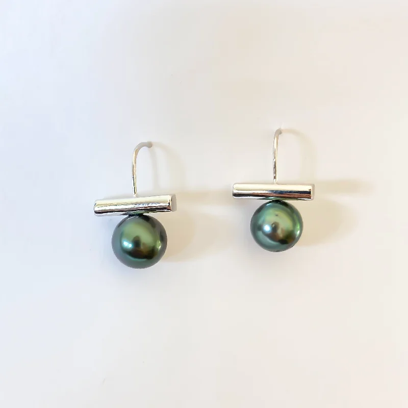 Star earrings for women-Tahitian Pearl Bar Earrings