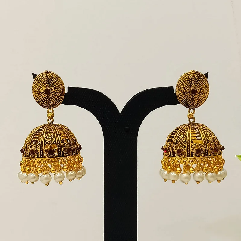 Boho earrings for women-Dariyalal Sales Gold Plated Jhumki Earrings