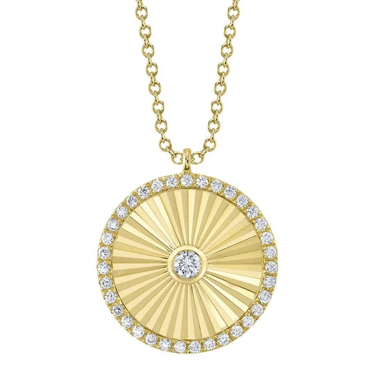 Trendy necklace for women-14K Yellow Gold 0.32ctw Diamond Circle Necklace by Shy Creation