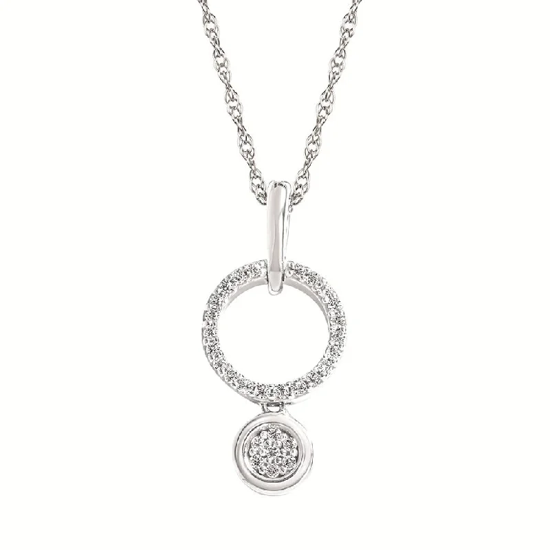 Elegant chain necklace for women-Sterling Silver 0.09ctw Round Diamond Drop Necklace