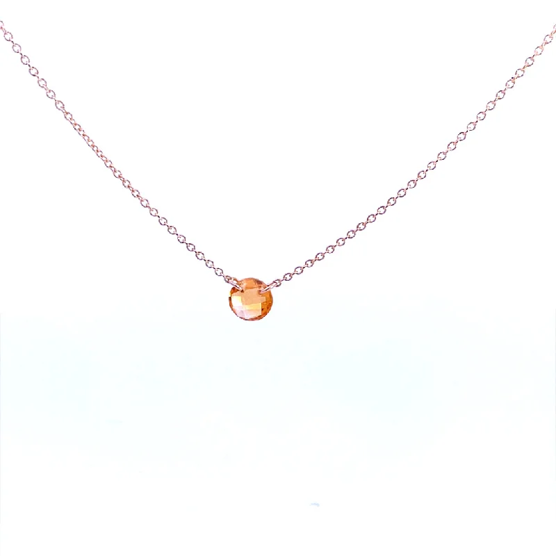 Simple pendant necklace for women-Gold Filled Round Citrine Solitaire Necklace by Dee Berkley