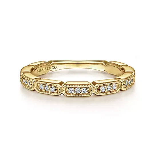 Engagement rings with colored stones for women-Yellow Gold Segmented Diamond Stackable Ring