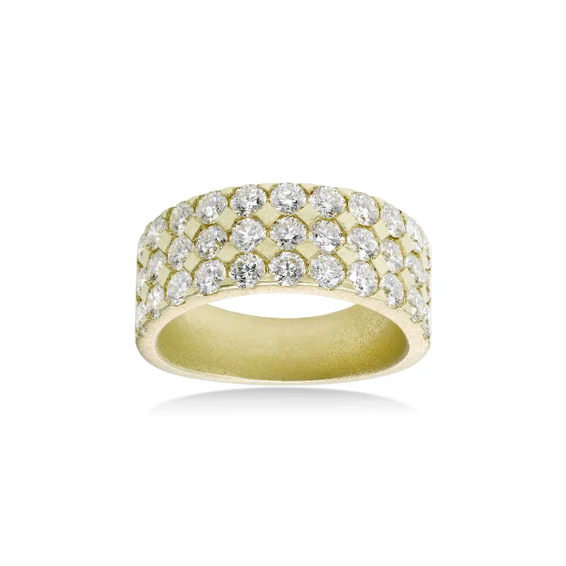 Wedding proposal engagement rings for women-Wide Pavé Diamond Band, 14K Yellow Gold