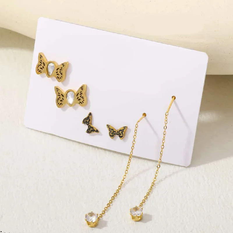 Square earrings for women-Tarohi Jewels Gold Plated Austrian Stone Fancy Dangler Earrings (Assorted Design)