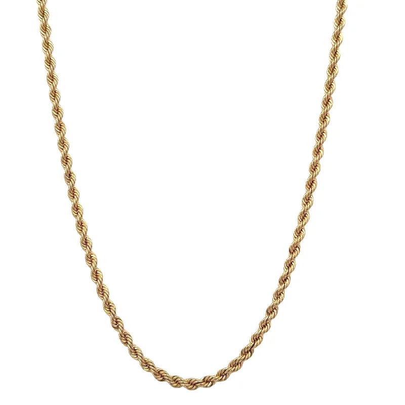 Luxury gemstone necklace for women-24" Rope Chain in Yellow Gold