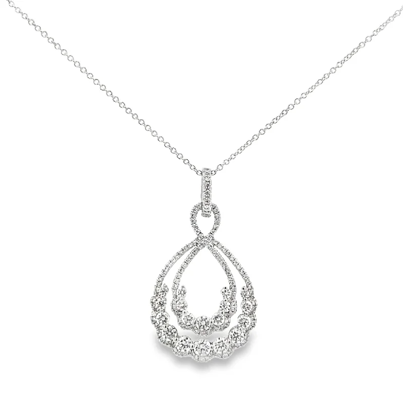 Multi-layer necklace for women-Diamond Accented Tear Drop Shaped Pendant