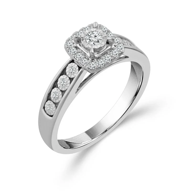 Engagement rings with diamonds and pearls for women-10k White Gold 1/4ctw Diamond Promise Ring