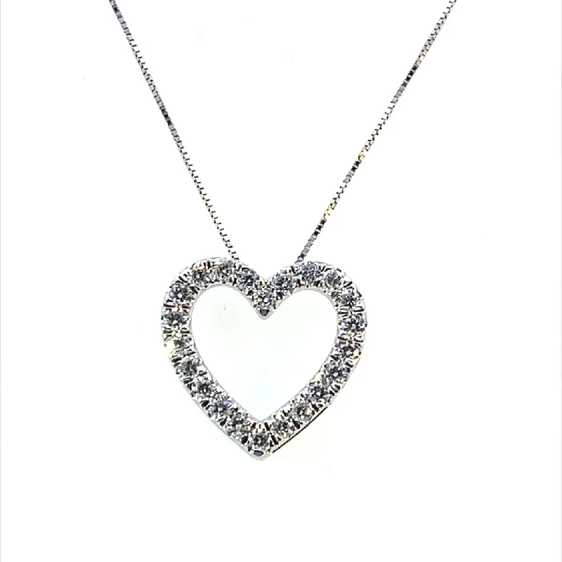 Collar necklace for women-14K White Gold 0.50ctw Round Lab Diamond Heart Necklace