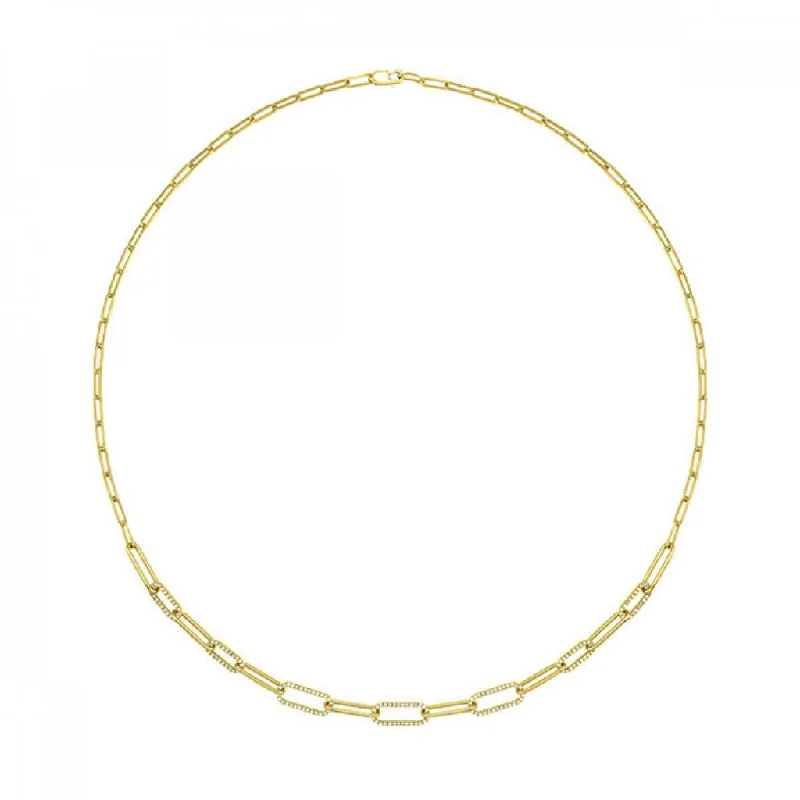 Choker chain necklace for women-14K Yellow Gold 0.50ctw Diamond Paperclip Necklace