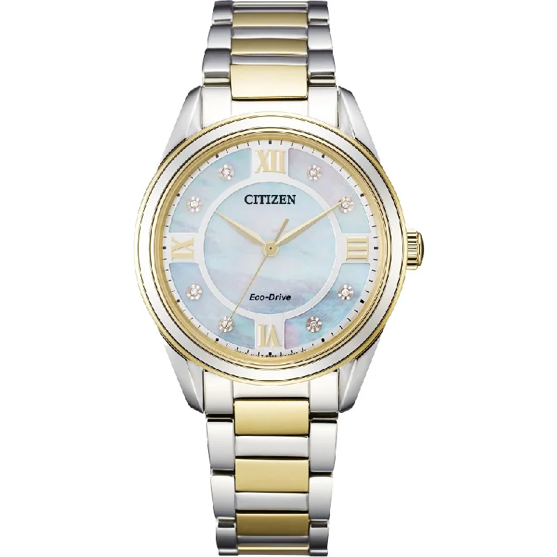 Round dial wristwatches-CITIZEN Eco-Drive Dress/Classic Eco Arezzo Ladies Stainless Steel