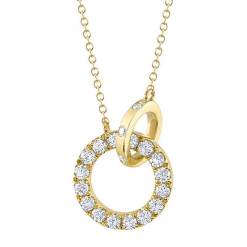 Gold diamond necklace for women-14K Yellow Gold 0.54ctw Round Diamond Dual Circle Necklace by Shy Creation