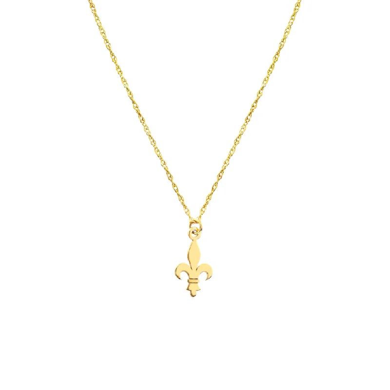 Necklace with initials for women-14K Yellow Gold Fleur De Lis Pendant Necklace by Midas Chain