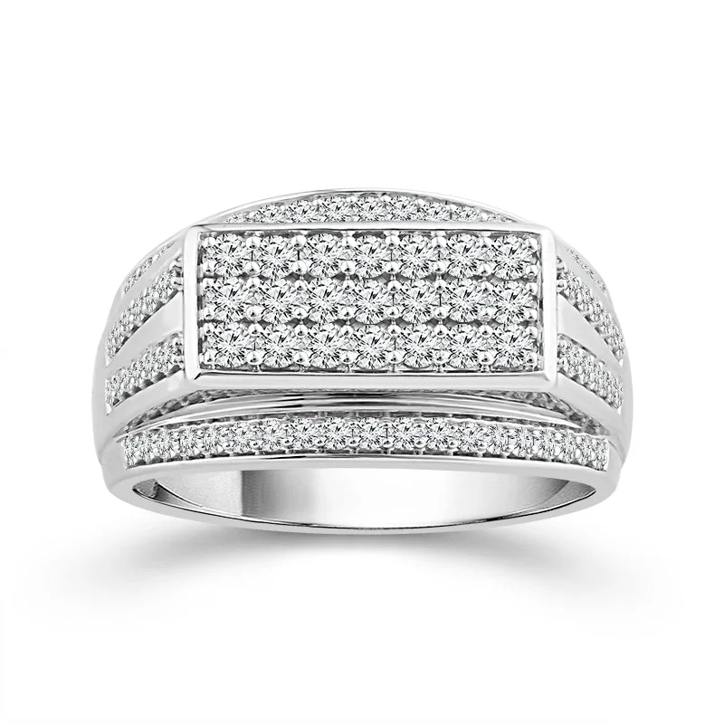 Simple engagement rings for women-10 Karat White Gold 1 Carat Diamond Gents Ring