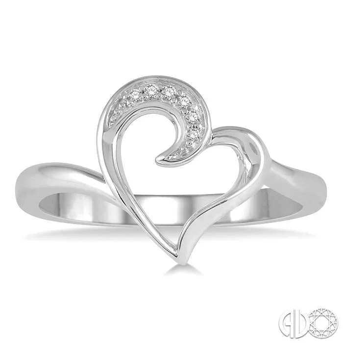 Unique engagement rings for women-Sterling Silver 1/50 Carat Diamond Heart Ring