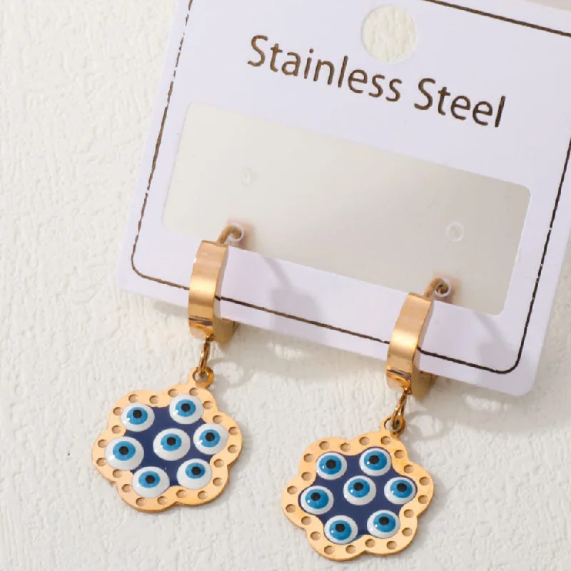 Chic drop earrings for women-Tarohi Jewels Gold Plated Evil Eye Fancy Dangler Earrings