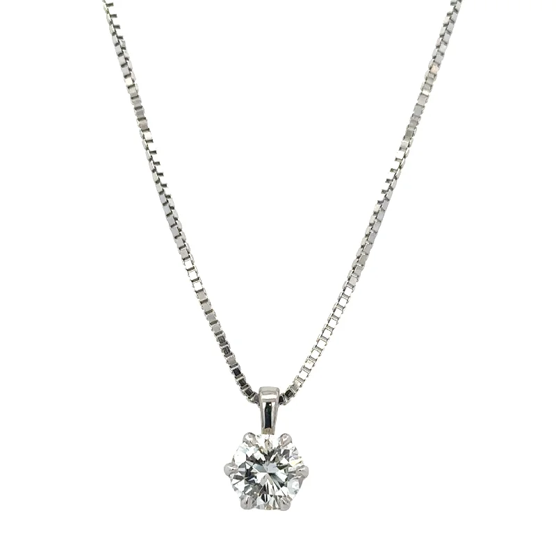 Diamond pendant necklace for women-GIA 1.58 ct. Round Brilliant Cut Diamond Pendant in White Gold