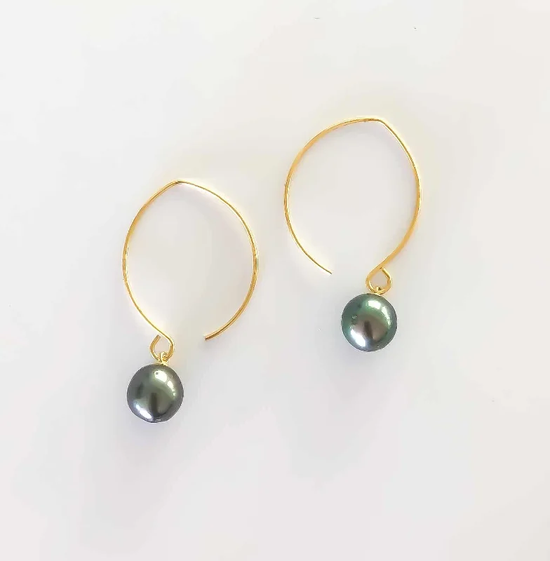 Fashionable earrings for women-Tahitian Pearl Half Moon Earrings