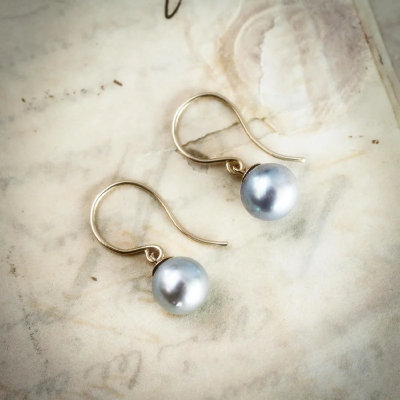 Chandelier earrings for women-Vintage Blue/Grey Cultured Pearl Earring Drops