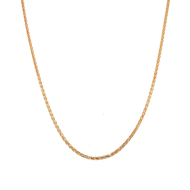 Long statement necklace for women-14K Rose Gold 1.00mm Adjustable Wheat Chain Necklace