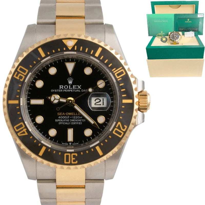 Fashion wristwatches-2024 Rolex Sea-Dweller 2-Tone 18k Stainless 43mm Black Watch 126603 BOX + PAPERS