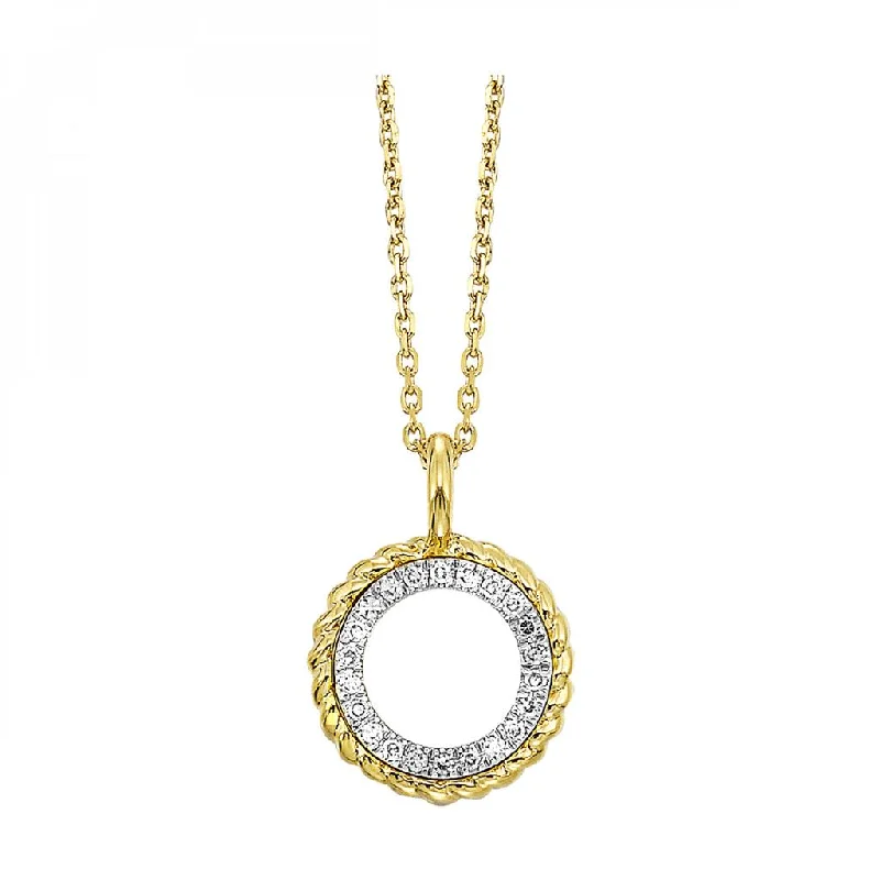 Gold necklace for women-14K Yellow Gold 0.05ctw Diamond Open Circle Necklace