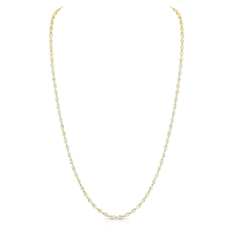 Statement necklace for women-Marquise Diamond Opera Necklace in 18kt Yellow Gold