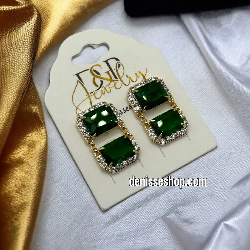 Diamond stud earrings for women-14K GREEN EARRINGS E372