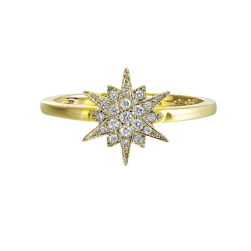 Engagement rings for women with budget-1/10 Ctw Diamond Star Ring in 14 Karat Yellow Gold