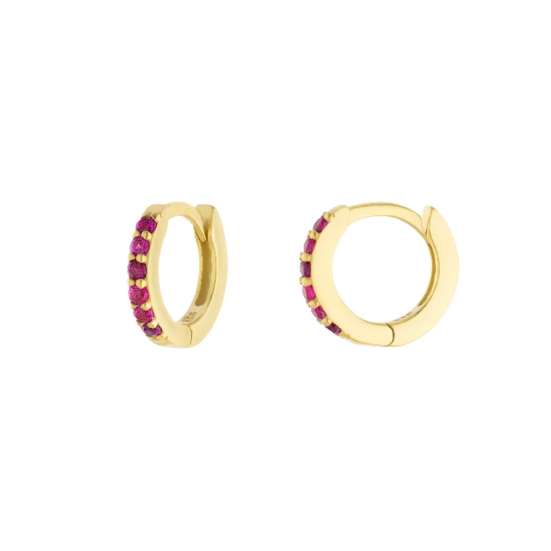 Chunky earrings for women-Ruby Huggies