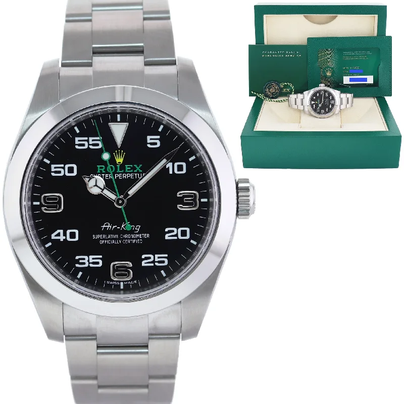 Digital wristwatches with pedometer-2020 NEW PAPERS Rolex Air-King 116900 Green Arabic 40mm Steel Watch Box