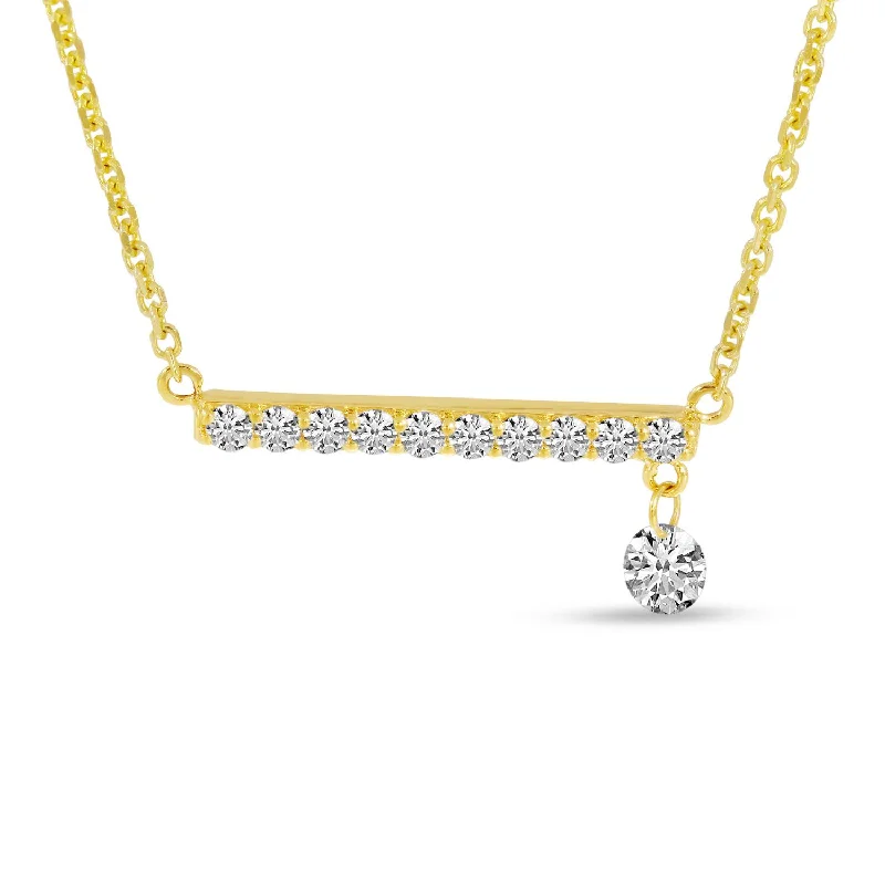 Wedding necklace for women-14K Yellow Gold 0.25ctw Dashing Diamond Bar Necklace by Brevani