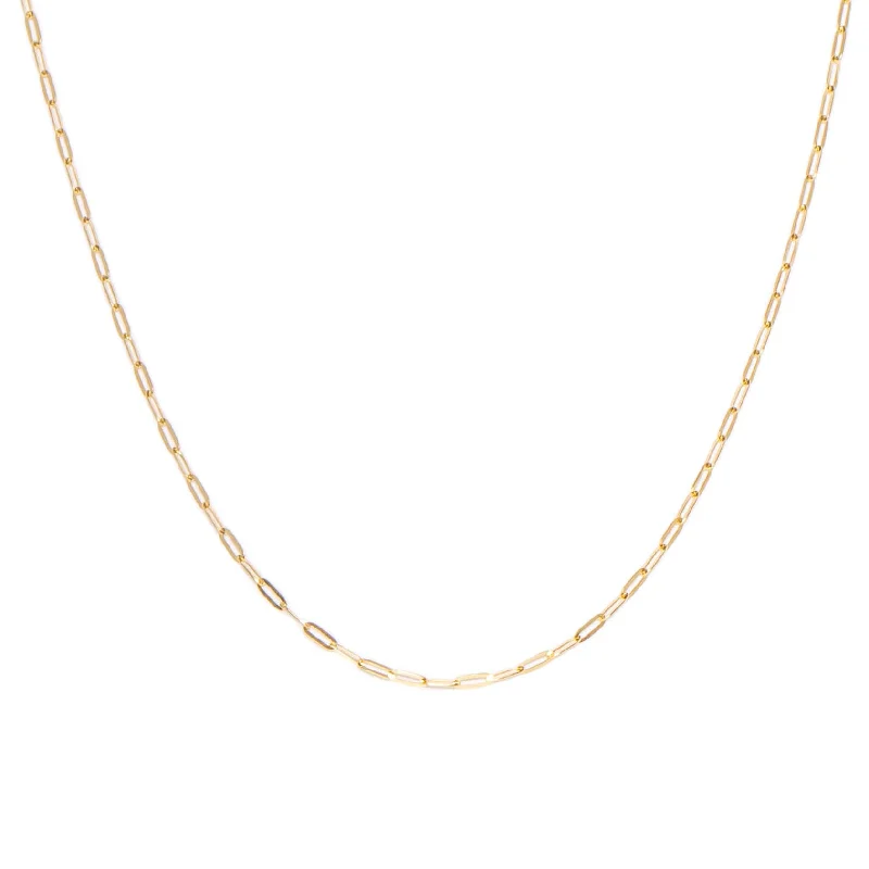 Chunky necklace for women-Flat Drawn Cable Chain Necklace | Solid 14k Gold