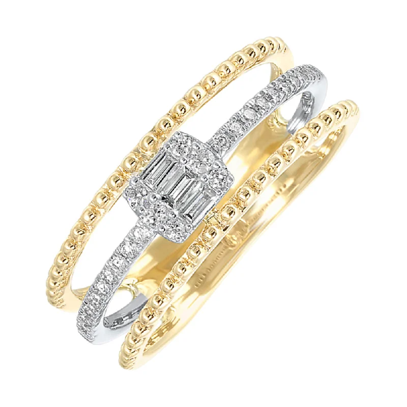 Luxury solitaire engagement rings for women-1/5 Ctw Diamond Fashion Ring in 10 Karat Two Tone Gold