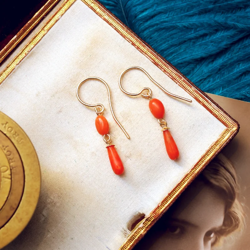 Trendy earrings for women-Antique Peach Sciacca Coral Earrings