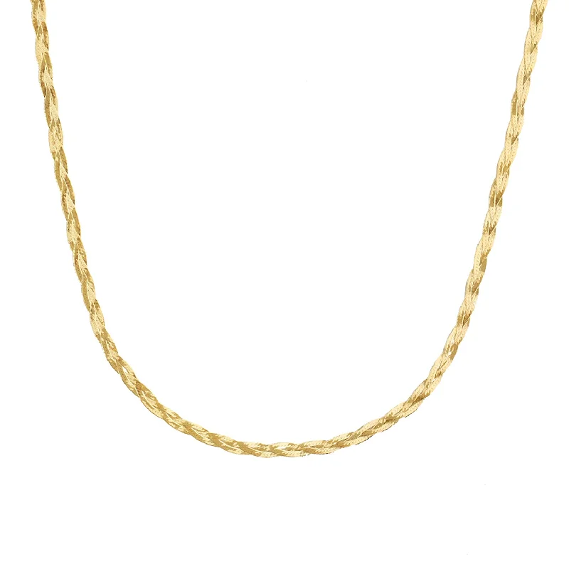 Custom gold necklace for women-Braided Herringbone Necklace | 10k Gold