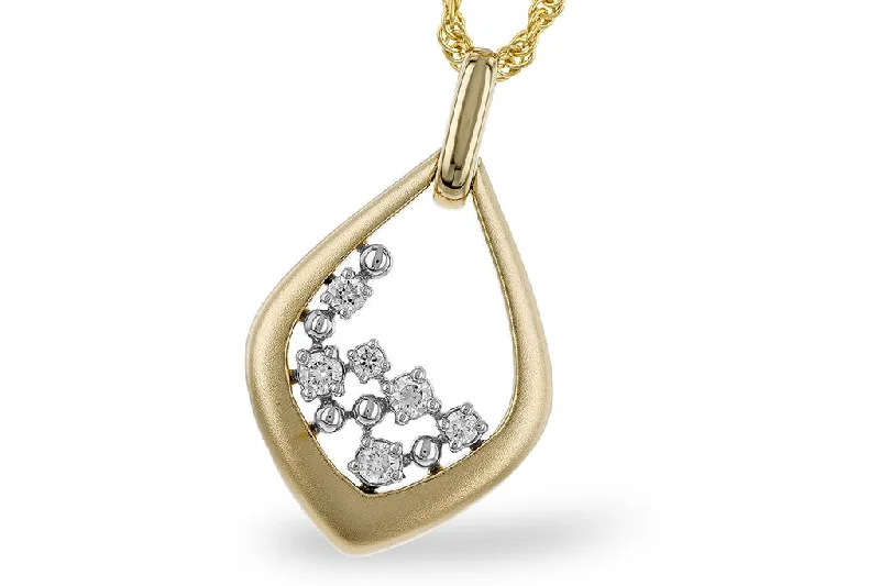 Diamond necklace for women-14K Two Tone Gold 0.25ctw Diamond Open Teardrop Necklace by Allison Kaufman